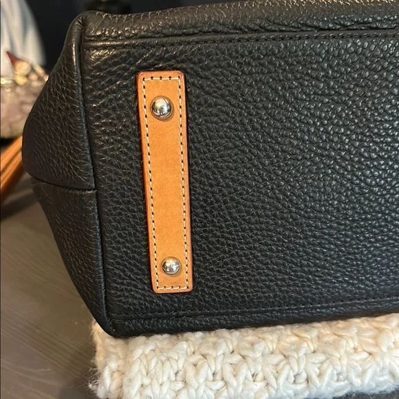 Dooney & Bourke Black and Tan Leather Hobo Bag - Picture 5 of 15